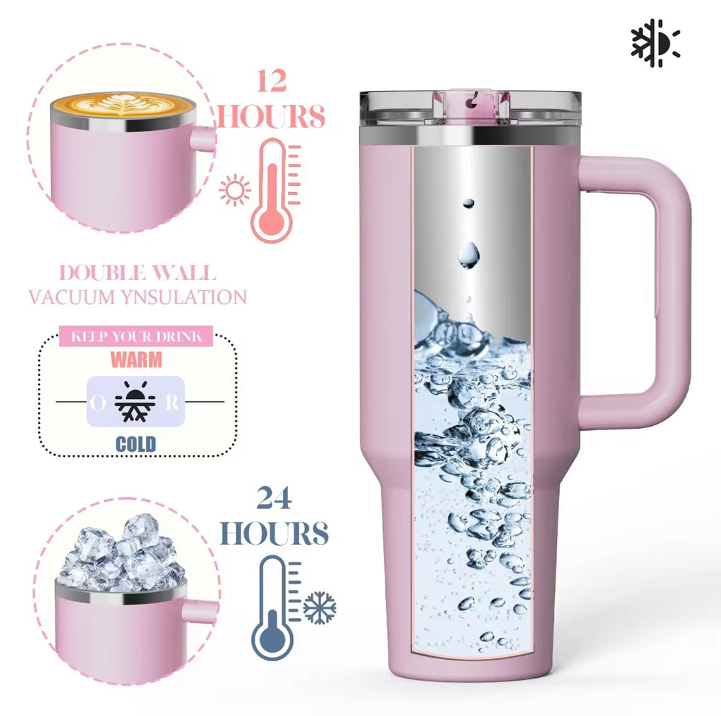 Vaso de acero inoxidable con sabor a crema de fresa de 40 oz 