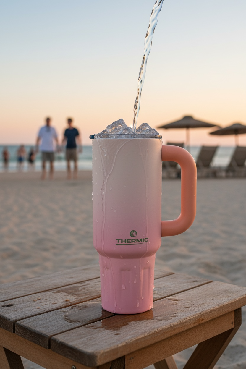 Vaso de acero inoxidable con sabor a crema de fresa de 40 oz 