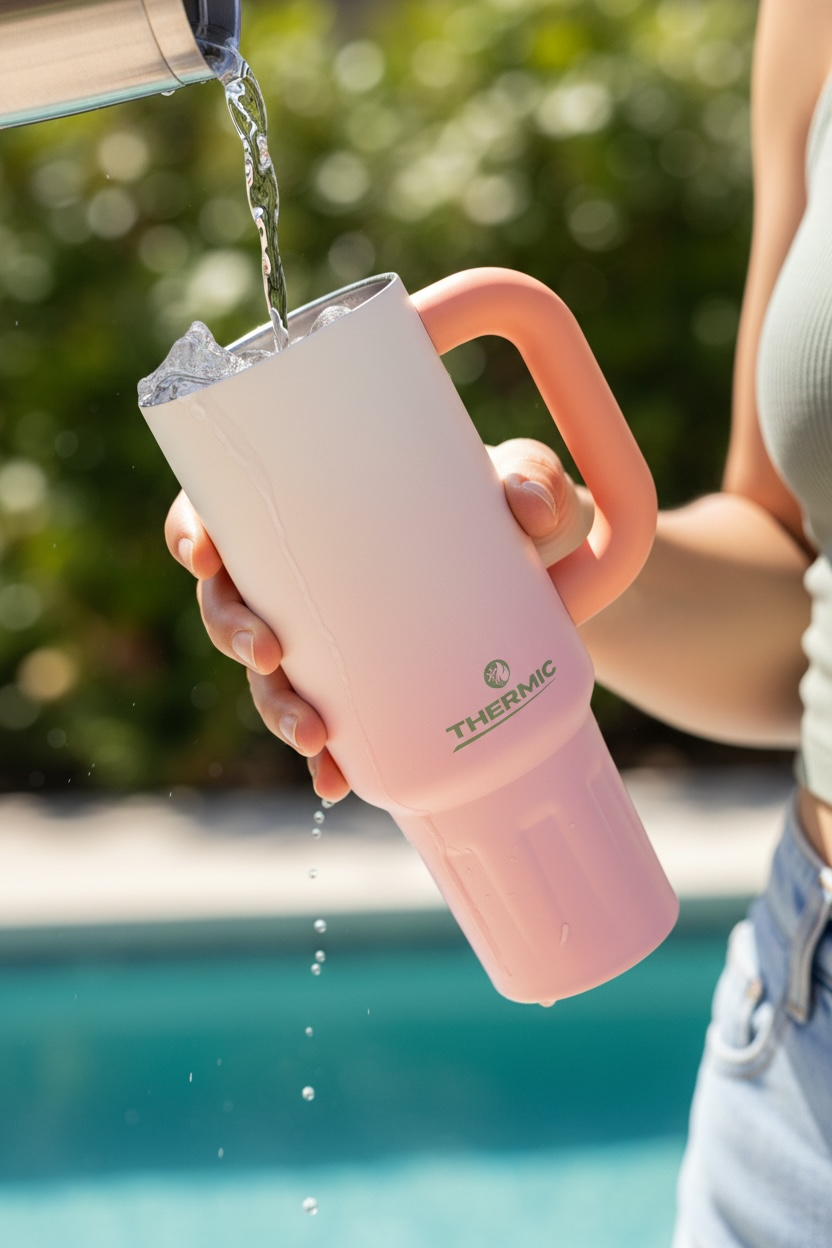 Vaso de acero inoxidable con sabor a crema de fresa de 40 oz 